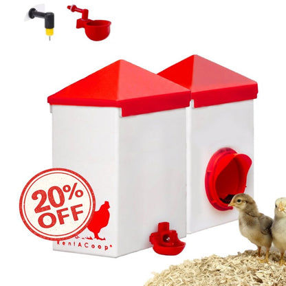 2.5 Pound Chick2Chicken Medium Port Feeder and 64 Ounce (2 Liter) Drinker Set
