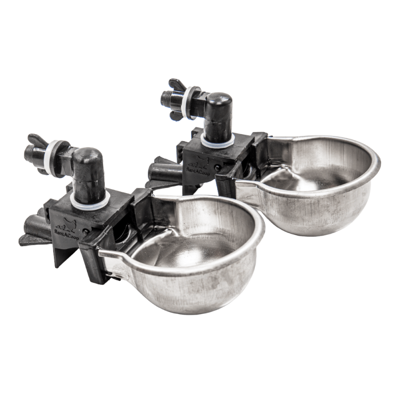 RAC Paws by RentACoop DIY Auto-Fill Metal Cup Waterer Kit 2-Pack - Great for Small Animals, Pets, Bunnies, Ferret, Chickens, Hamsters, Guinea Pigs, Rabbits, Chinchillas, Mice, Rats