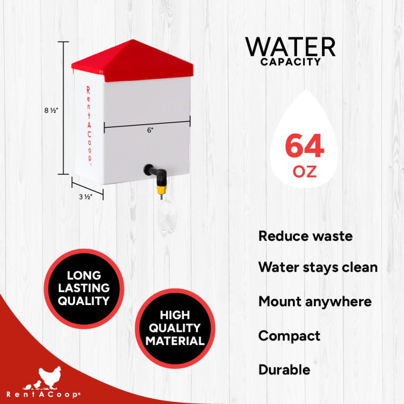 64oz Drinker for Small Birds & Poultry | Chick Supplies | RentACoop