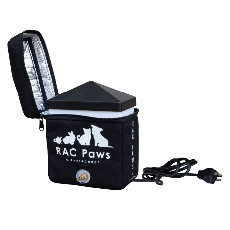 RAC Paws by RentACoop Zero Chill Heated Drinker – 64 oz All-in-One Small Animal Waterer with Heater &amp; Insulated Cover