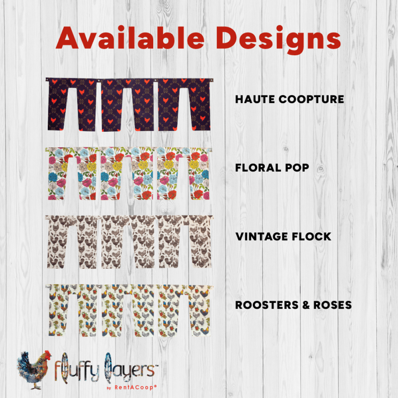 Fluffy Layers Curtains for RentACoop Nesting Box Suite - Roosters &amp; Roses