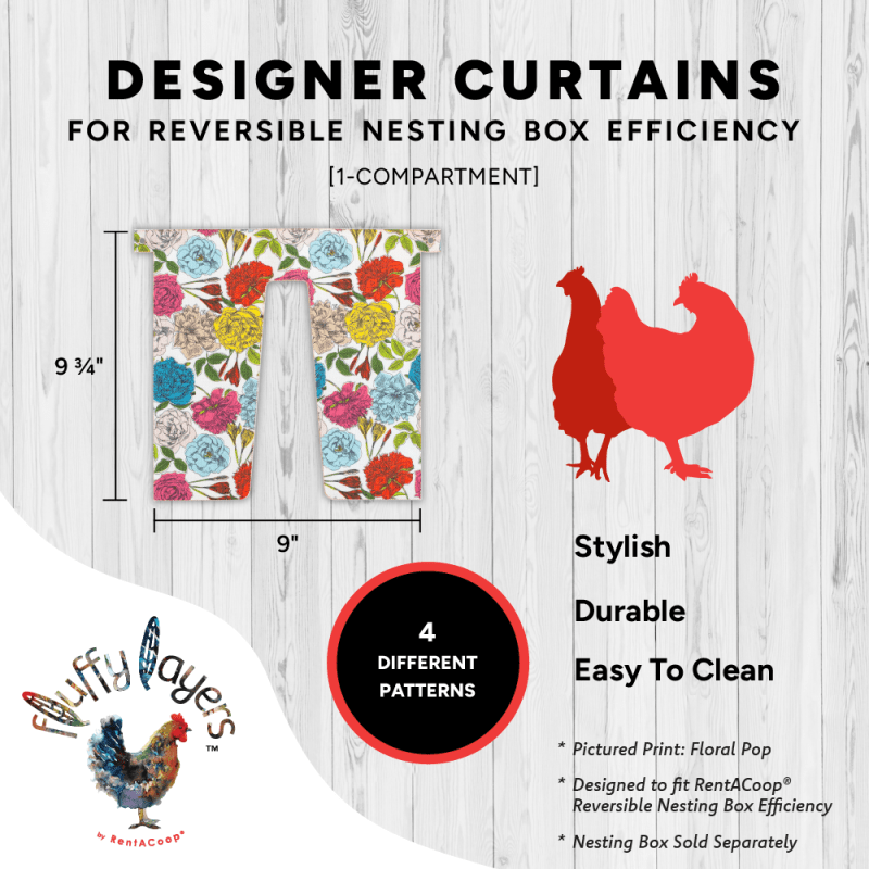 Fluffy Layers Curtains for RentACoop Nesting Box Efficiency - Floral Pop