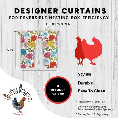 Fluffy Layers Curtains for RentACoop Nesting Box Efficiency - Floral Pop