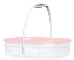 A RentACoopUS plastic container with a handle on a white background.